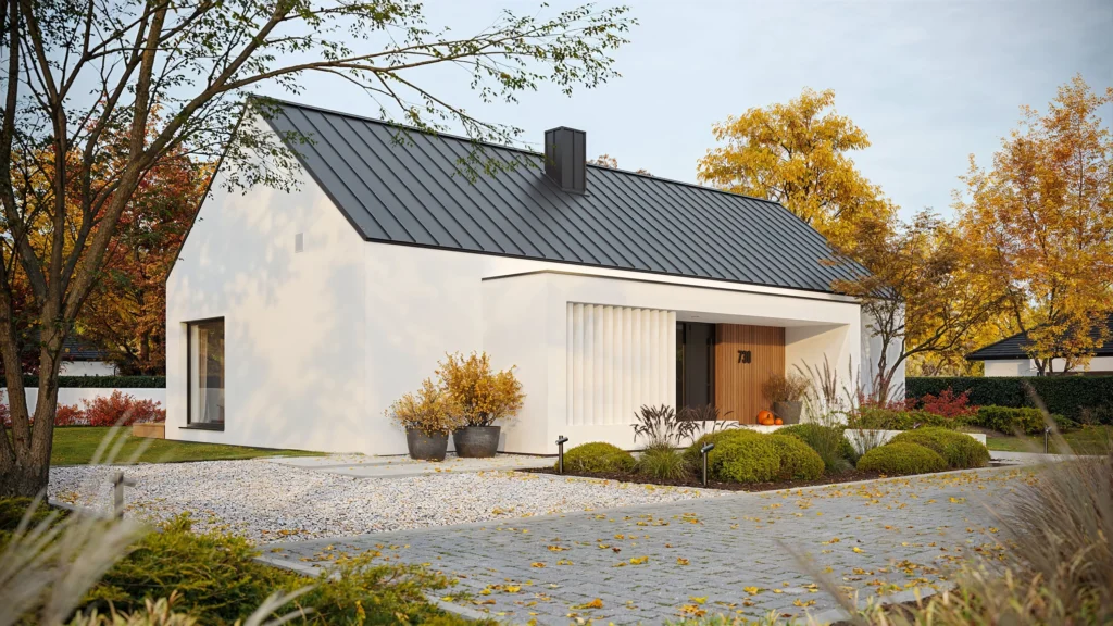 Parterowy dom bez garażu Modern House New House 730 na płytkie działki