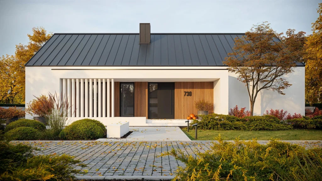 Parterowy projekt domu bez garażu, 4 sypialnie Modern House NewHouse 730