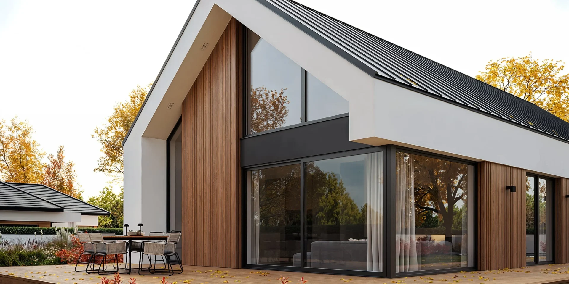 Nowoczesny, parterowy dom stodoła z dużymi przeszkleniami projekt NewHouse 730 Modern House