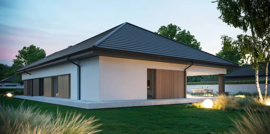 Dom z dachem czterospadowym pokrytym dachówką ceramiczną Modern House NewHouse 761 w3