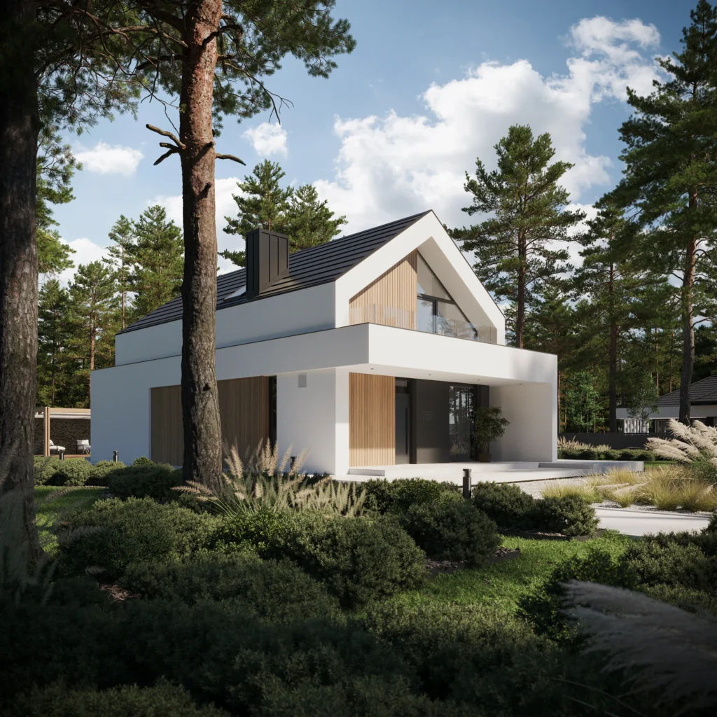 Dom w stylu nowoczesnej stodoły według projektu Modern House NewHouse 750, prosta, zwarta bryła bez garażu
