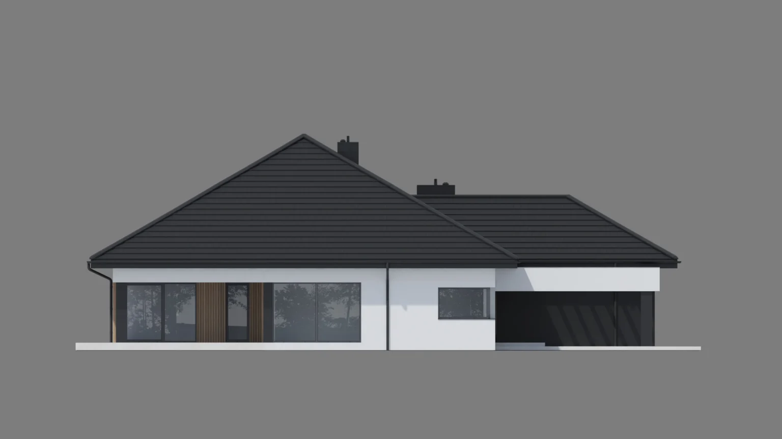Projekt domu parterowego NewHouse 761 w2 Modern House elewacja boczna 2