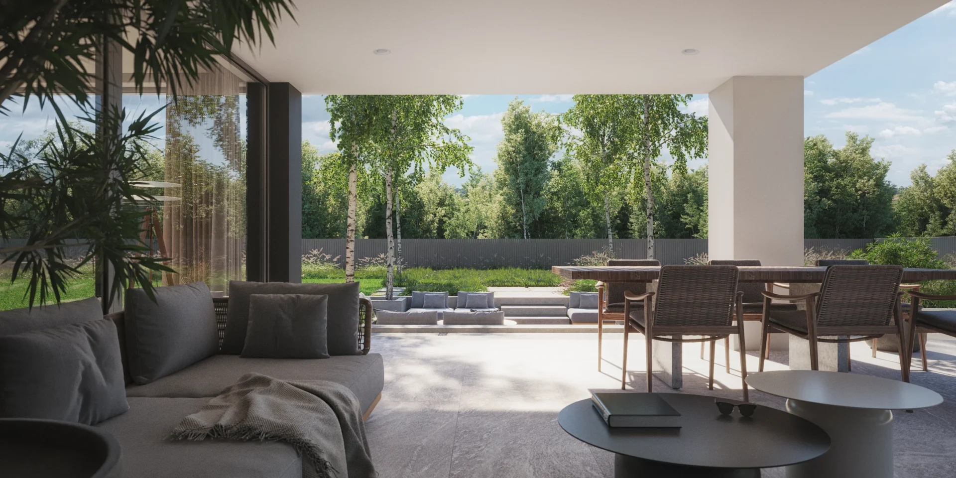 Zadaszony taras w parterowym domu Modern House New House 770