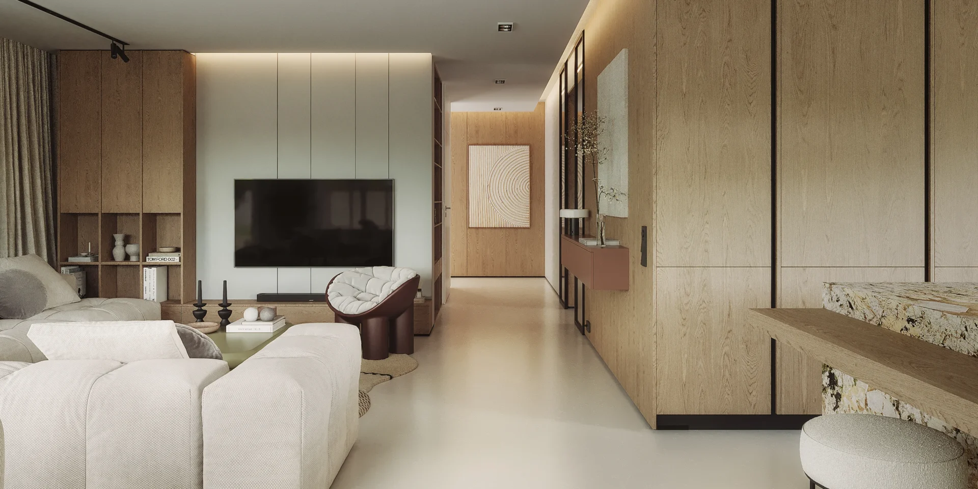 Widok na przytulną strefę dzienną w projekcie NewHouse 761 w6