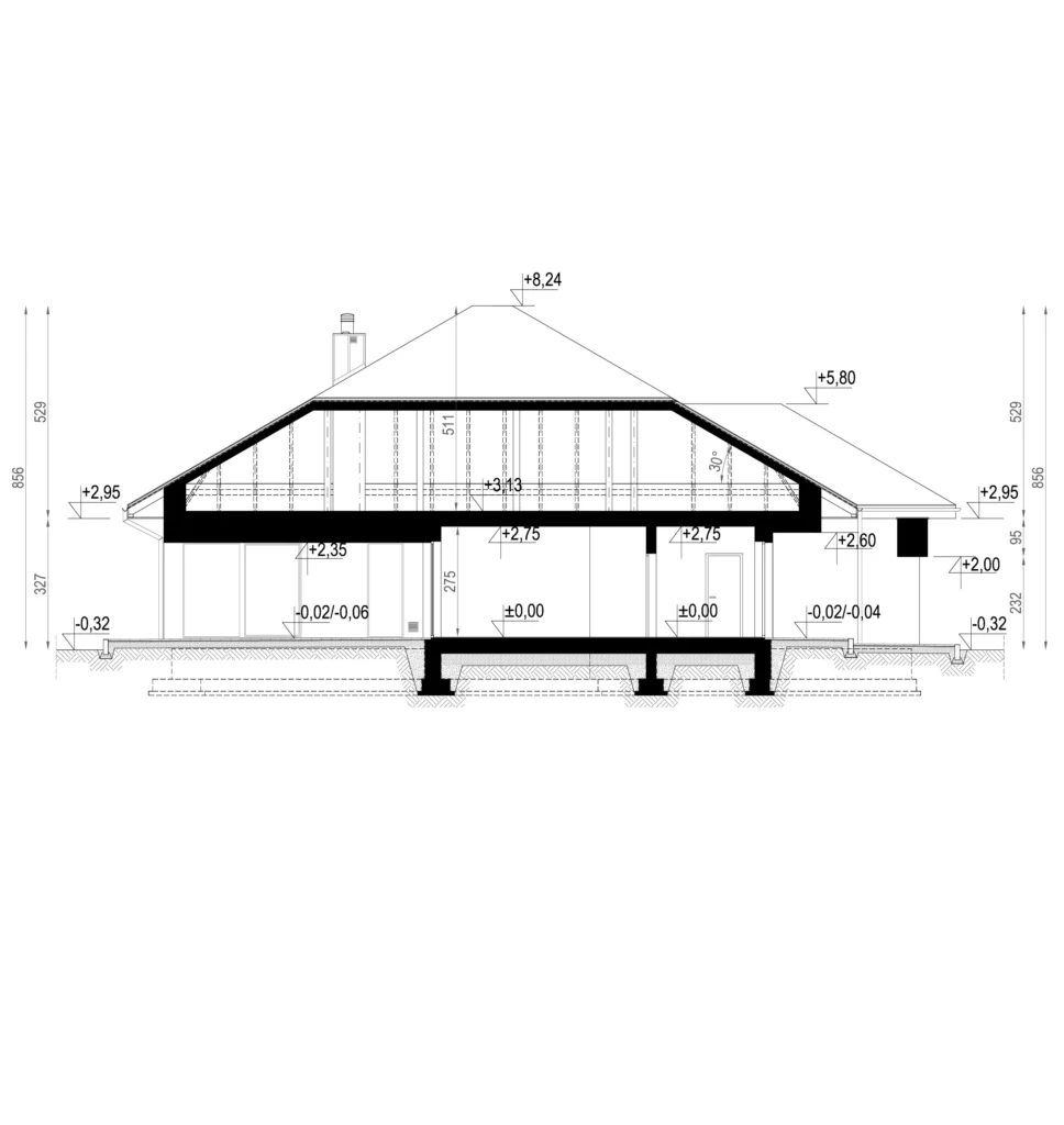 Przekrój przez projekt NewHouse 761 w7 Modern House