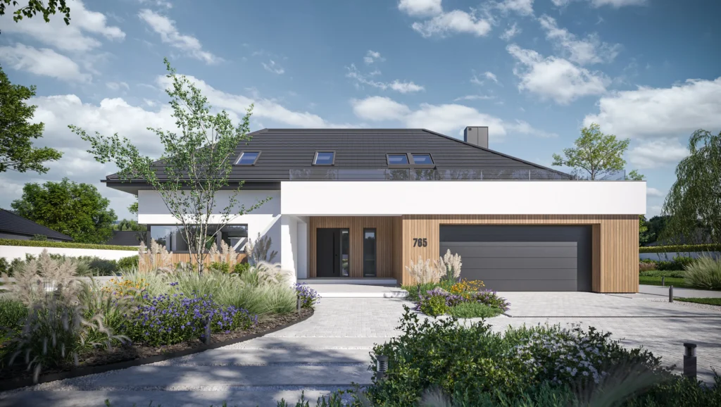 Pełnia Premier: zobacz nowe projekty nowoczesnych domów z 2025 roku 16 02 Projekt domu z poddaszem uzytkowym do 190 metrow Modern House NewHouse 765