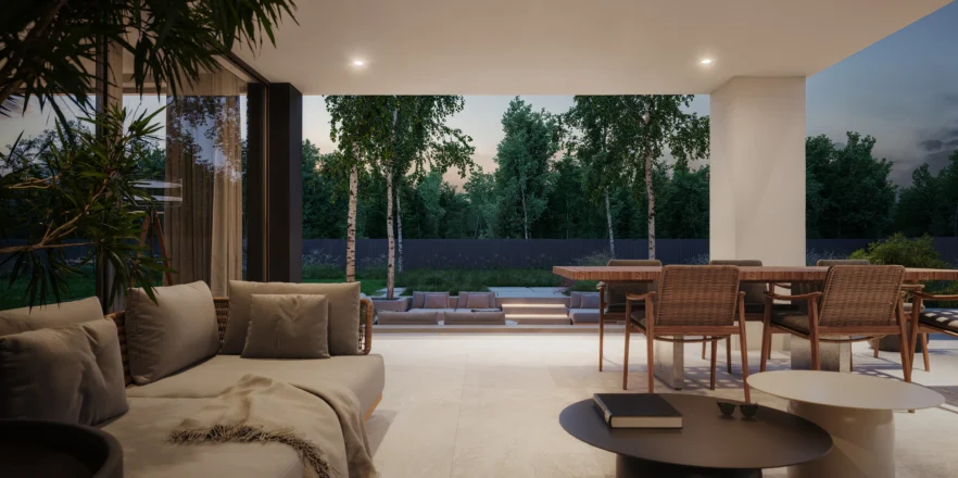 Zadaszony taras podparty słupem Modern House NewHouse 770w1