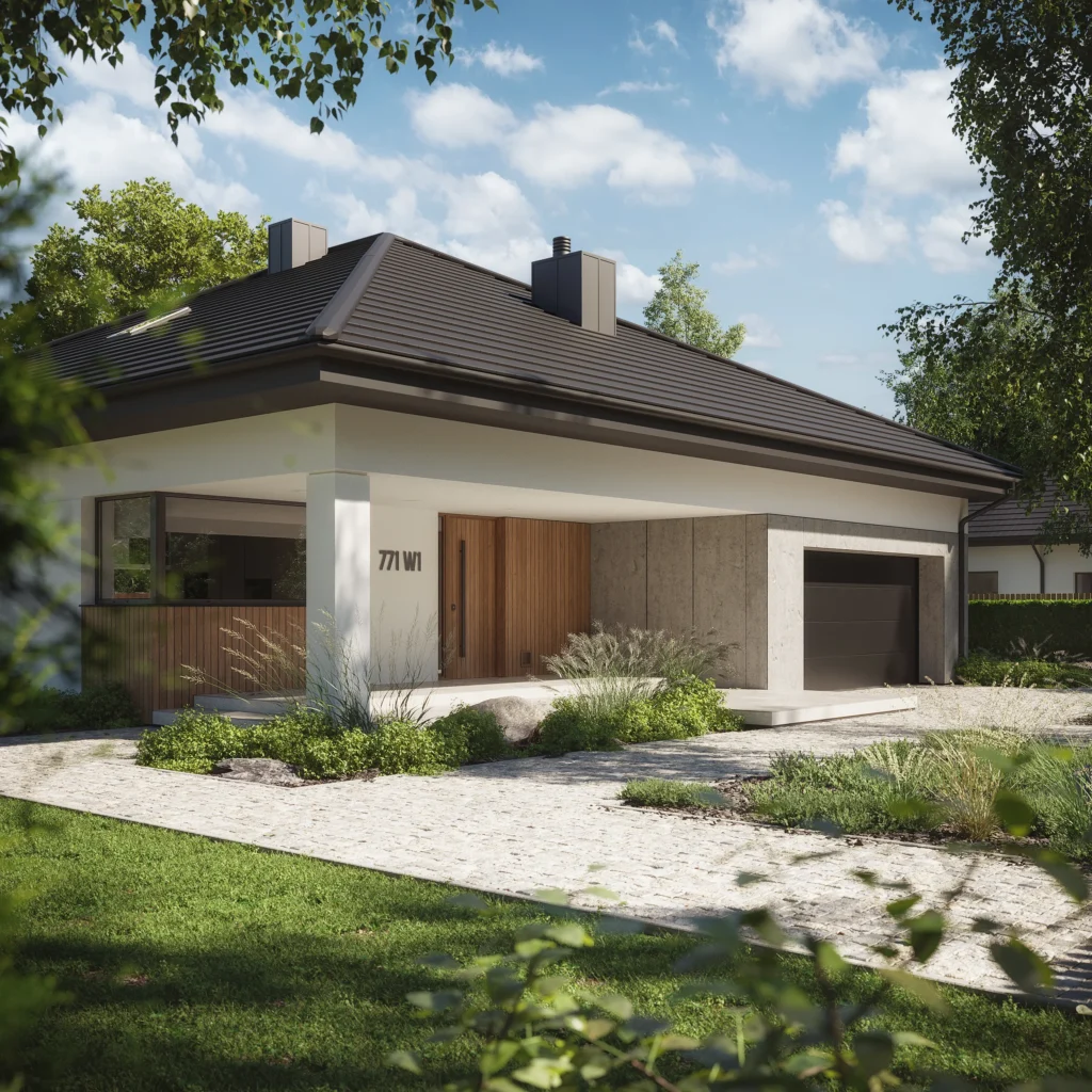 Dlaczego można zakochać się w nowoczesnych projektach domów Modern House? 4 20 Projekt Modern House NewHouse 771 w1 komfortowa parterowka z 3 spialniami i gabinetem
