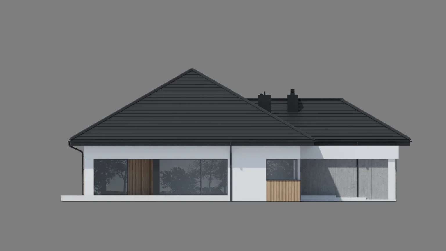 Projekt NewHouse 770 w2 Modern House elewacja boczna od salonu i jadalni