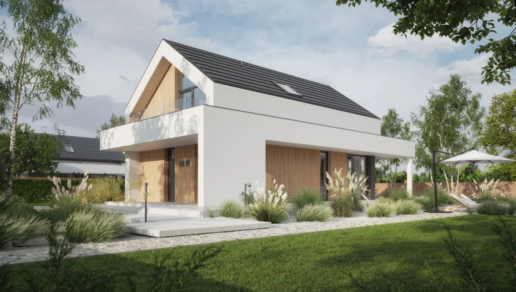 10 Projekt domu na waska dzialke w zabudowie podmiejskiej – Krakow Rzeszow Katowice Modern House NewHouse 749 w1