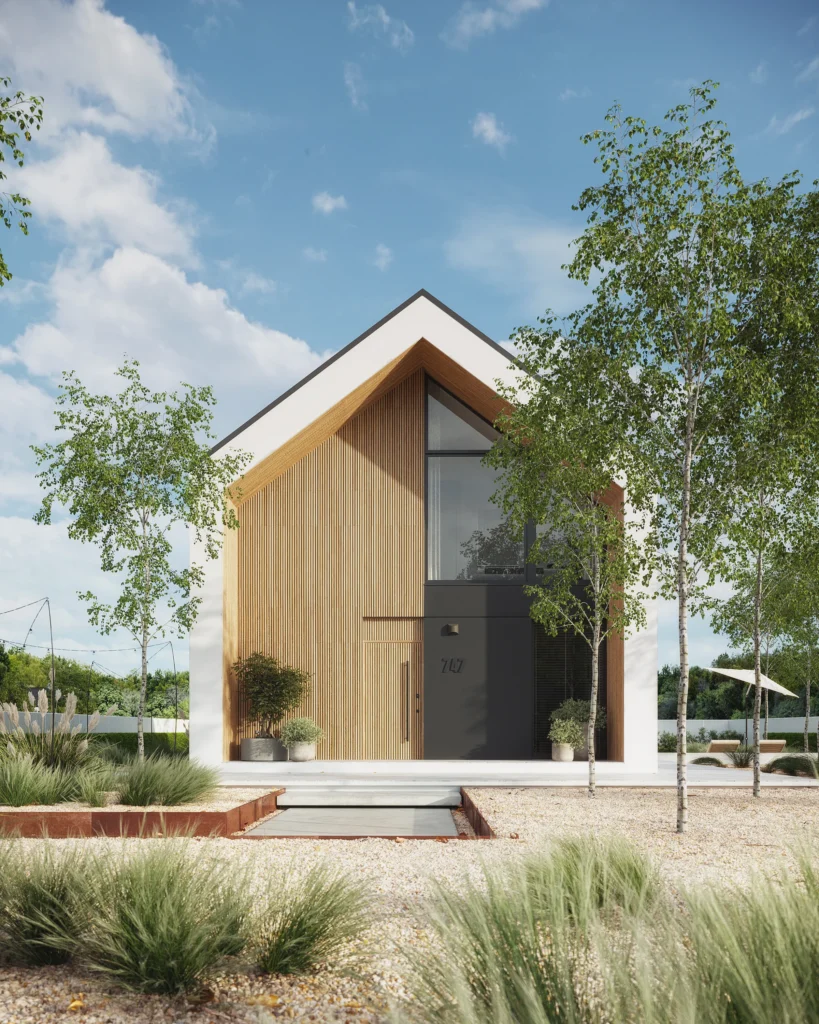 17 Modern House NewHouse 747 nowoczesna stodola na waska dzialke