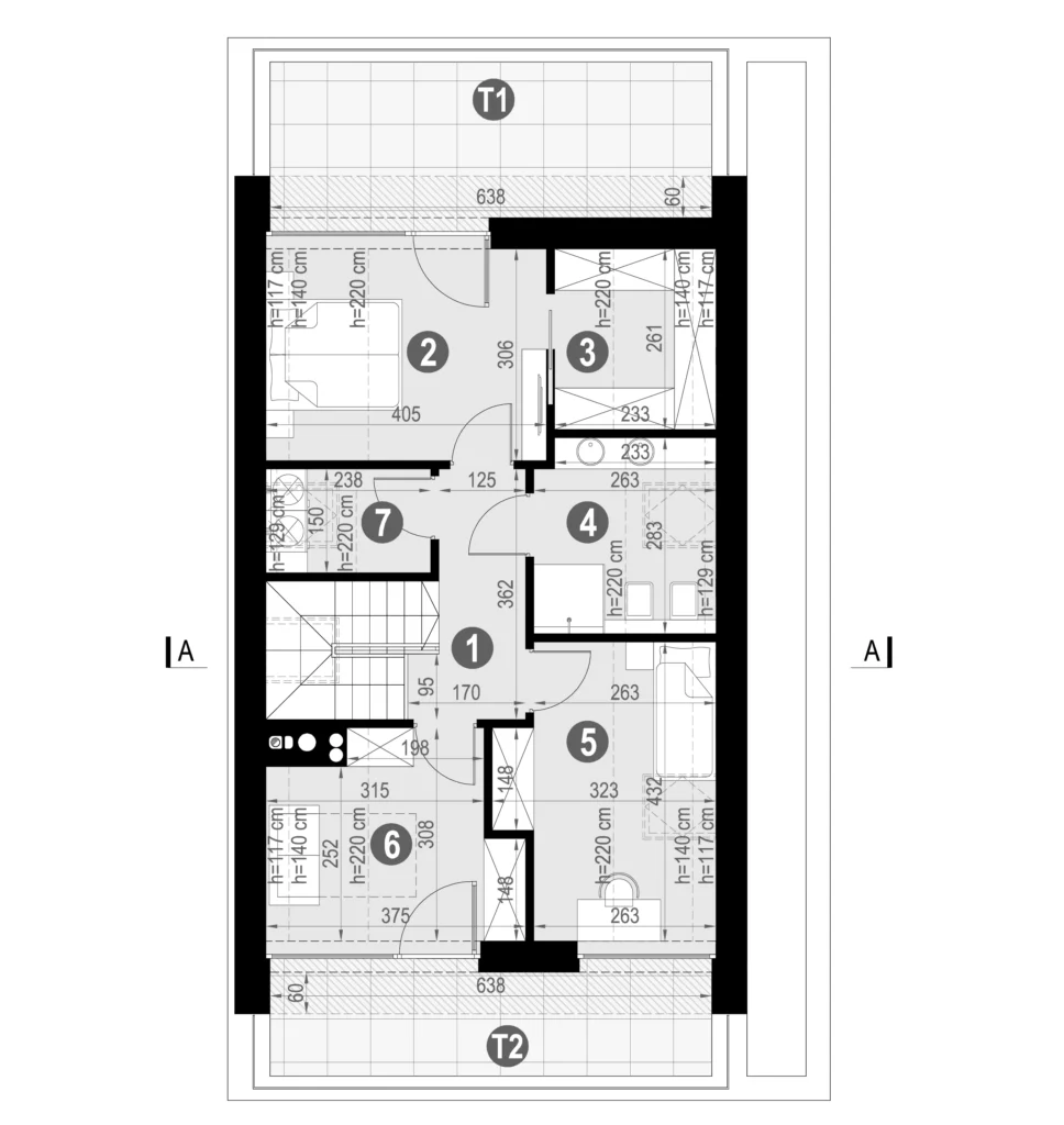 Rozmieszczenie sypialni na poddaszu małego domu Modern House NewHouse 749