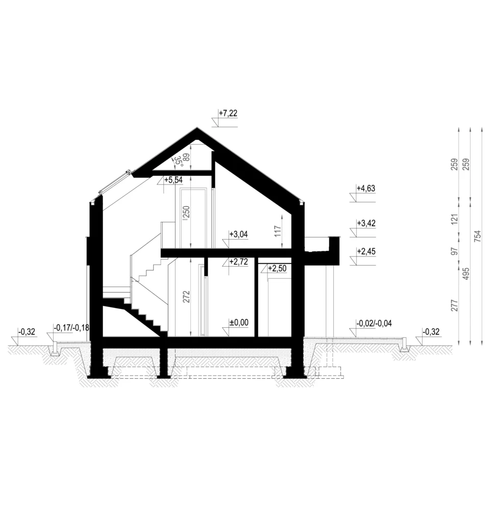 Przekrój pionowy projekt Modern House NewHouse 749