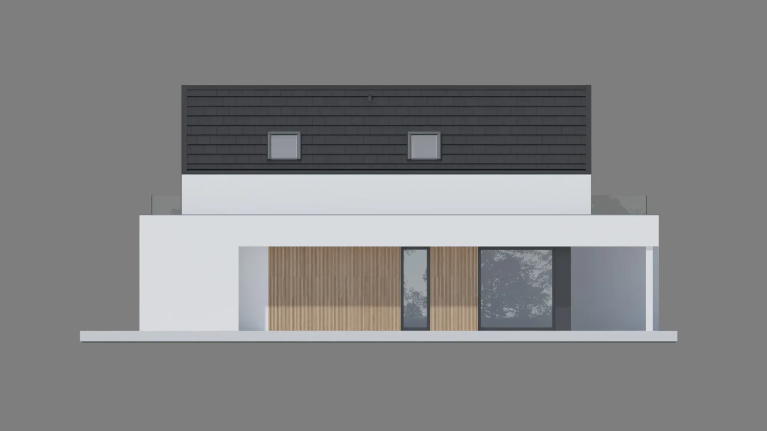 Widok na elewację boczną domu Modern House NewHouse 749
