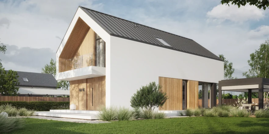 Nowoczesny dom na wąską działkę, bez garażu w stylu stodoły NewHouse 754 w1