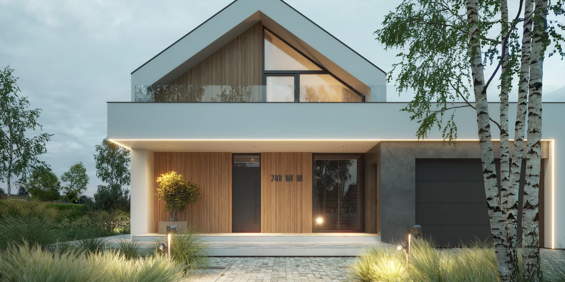 Dom w stylu stodoła z poddaszem i garażem na jedno auto projekt NewHouse 749 w1 G1