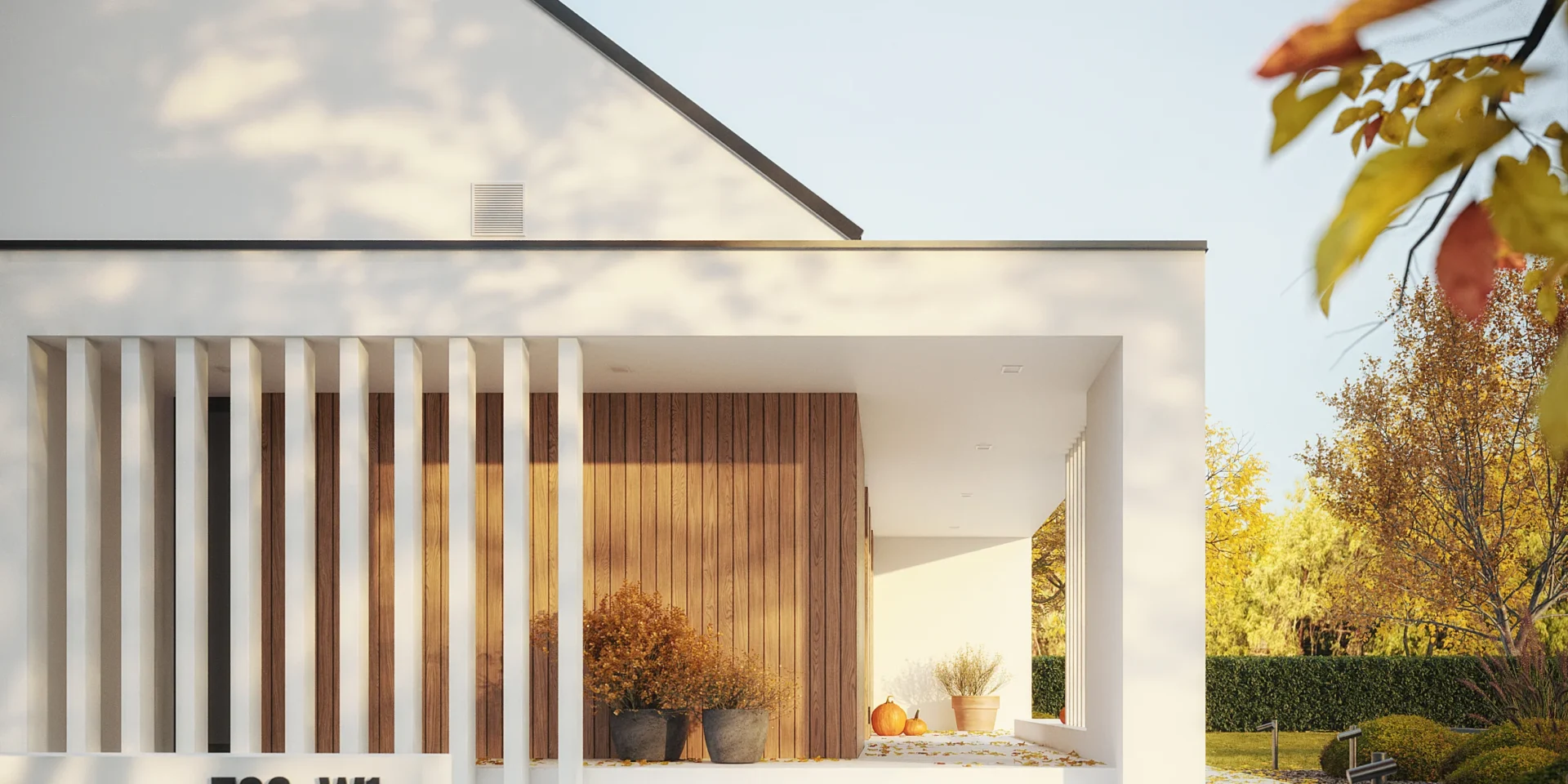 Detal strefy wejściowej do parterowego domu NewHouse 730 w1 Modern House