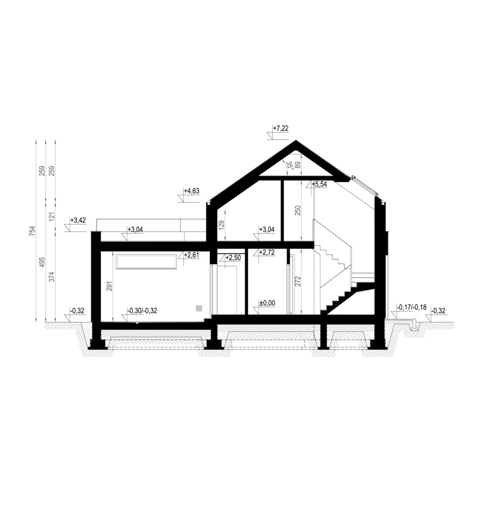 NewHouse 749 w1 G1 przekrój przez projekt