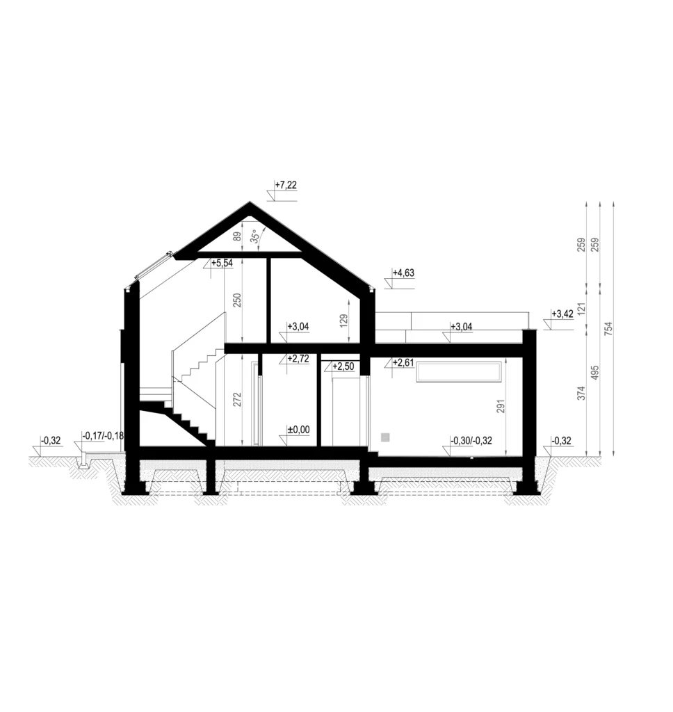 Przekrój przez projekt NewHouse 749 w1 G1