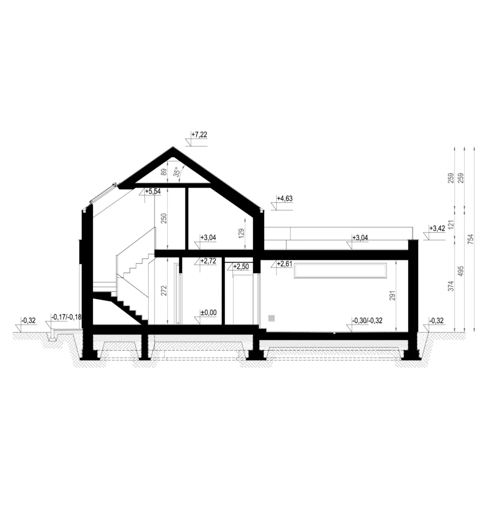 Przekrój przez projekt NewHouse 749 w1 G2