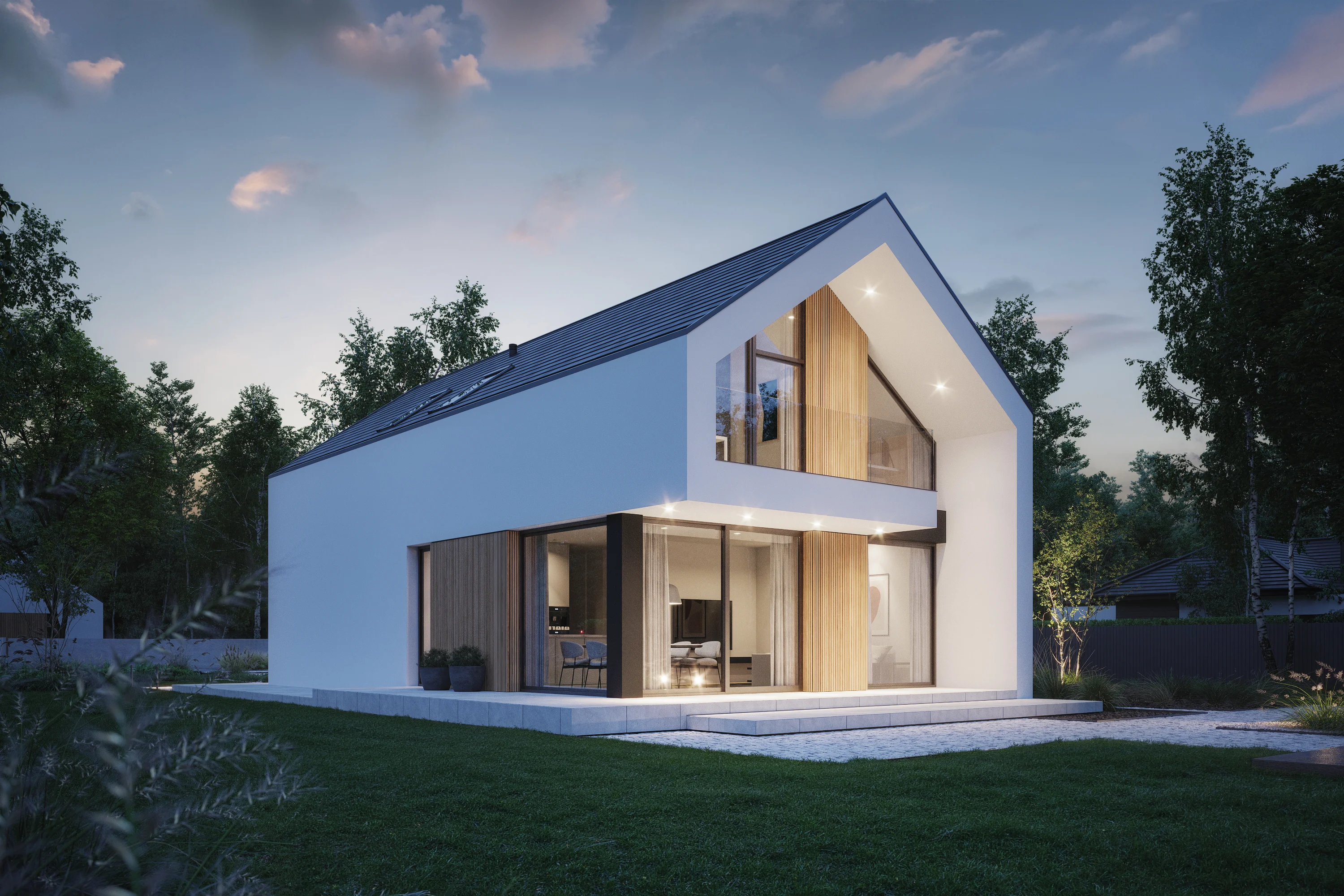 02 Gotowy projekt domu dla rodziny 22 pokoj goscinny na parterze Modern House NewHouse 758
