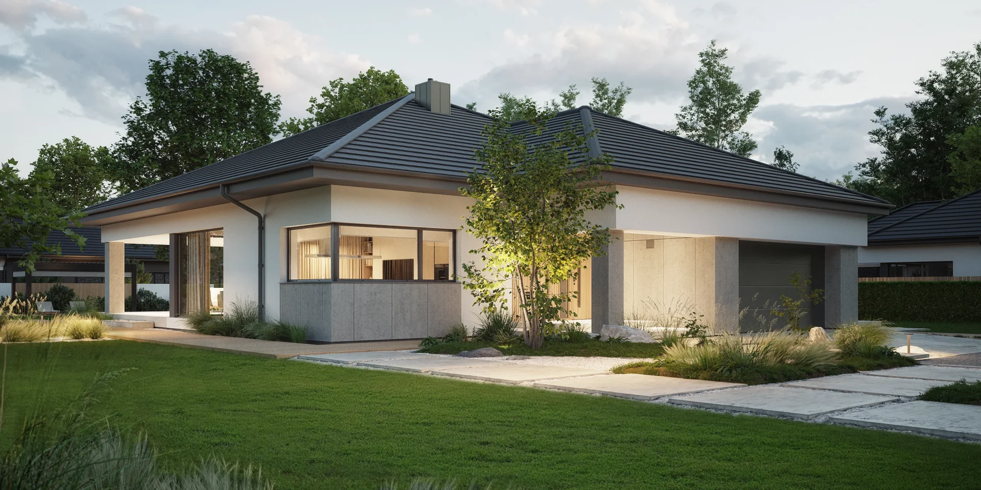 Projekt NewHouse 767 parterowy dom z dachem 25 stopni