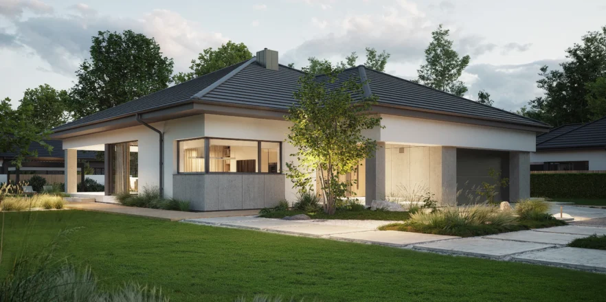 Projekt NewHouse 767 parterowy dom z dachem 25 stopni