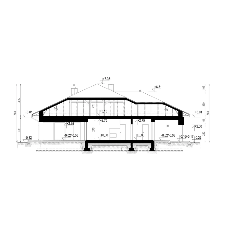 Przekrój przez parterówkę NewHouse 767 red