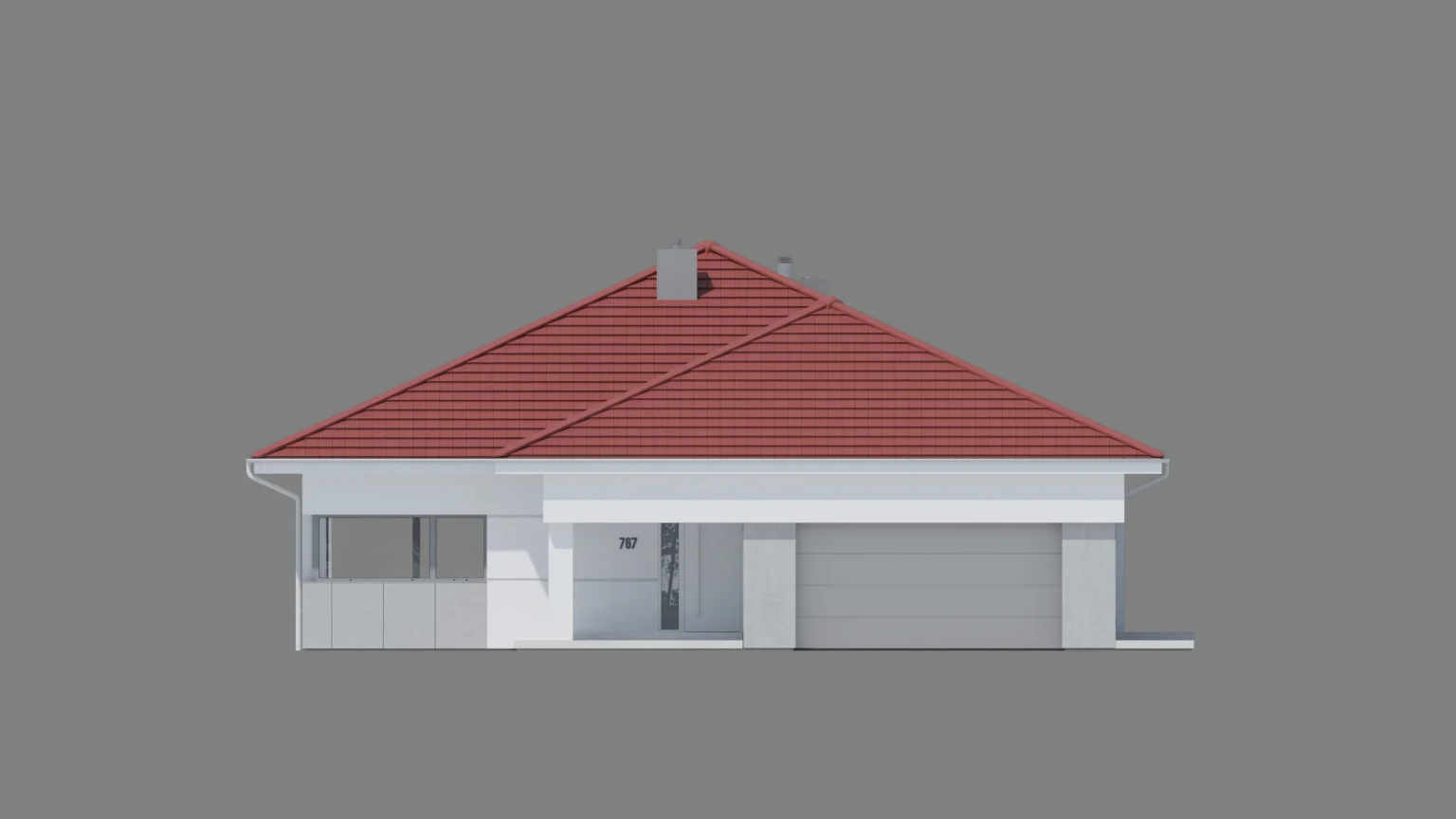 Elewacja frontowa projektu domu z dachem 25 stopni NewHouse 767 red