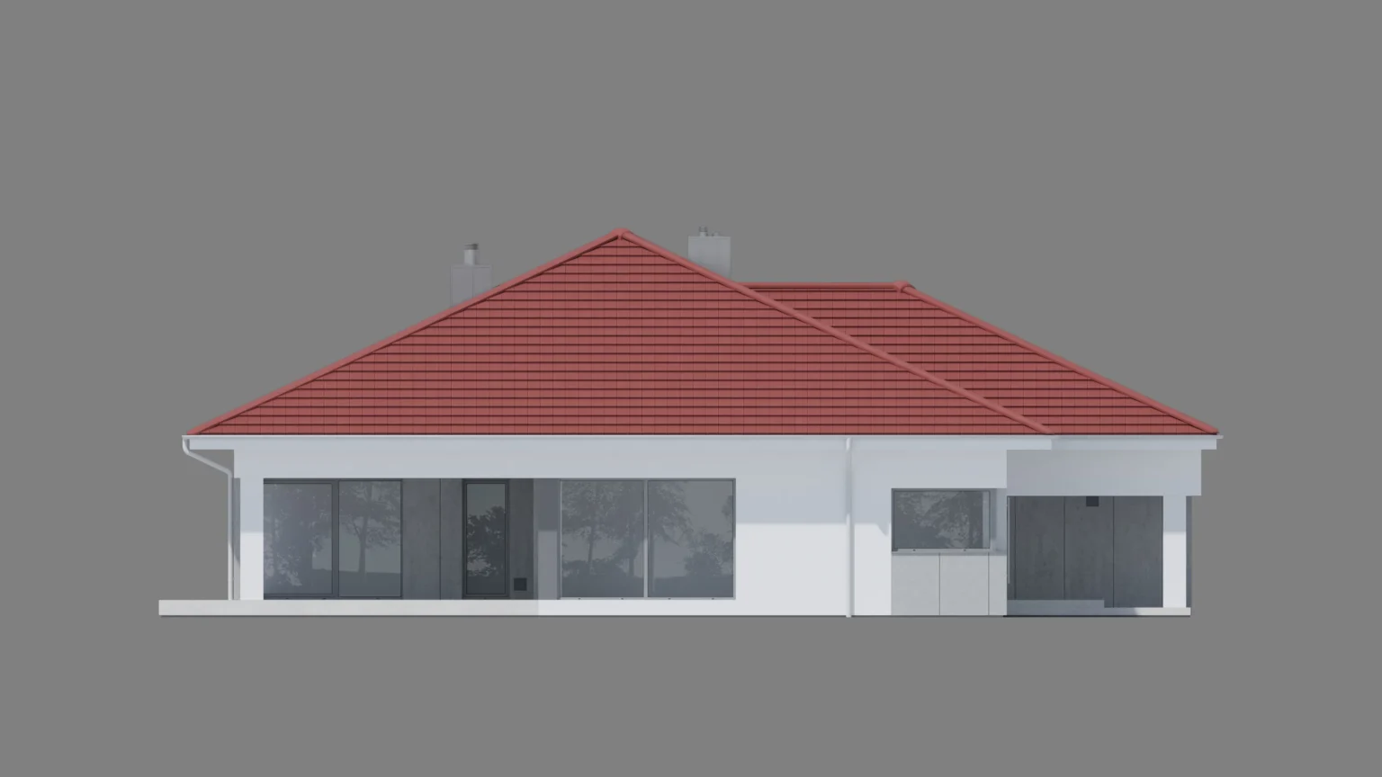 Elewacja boczna domu parterowego NewHouse 767 red