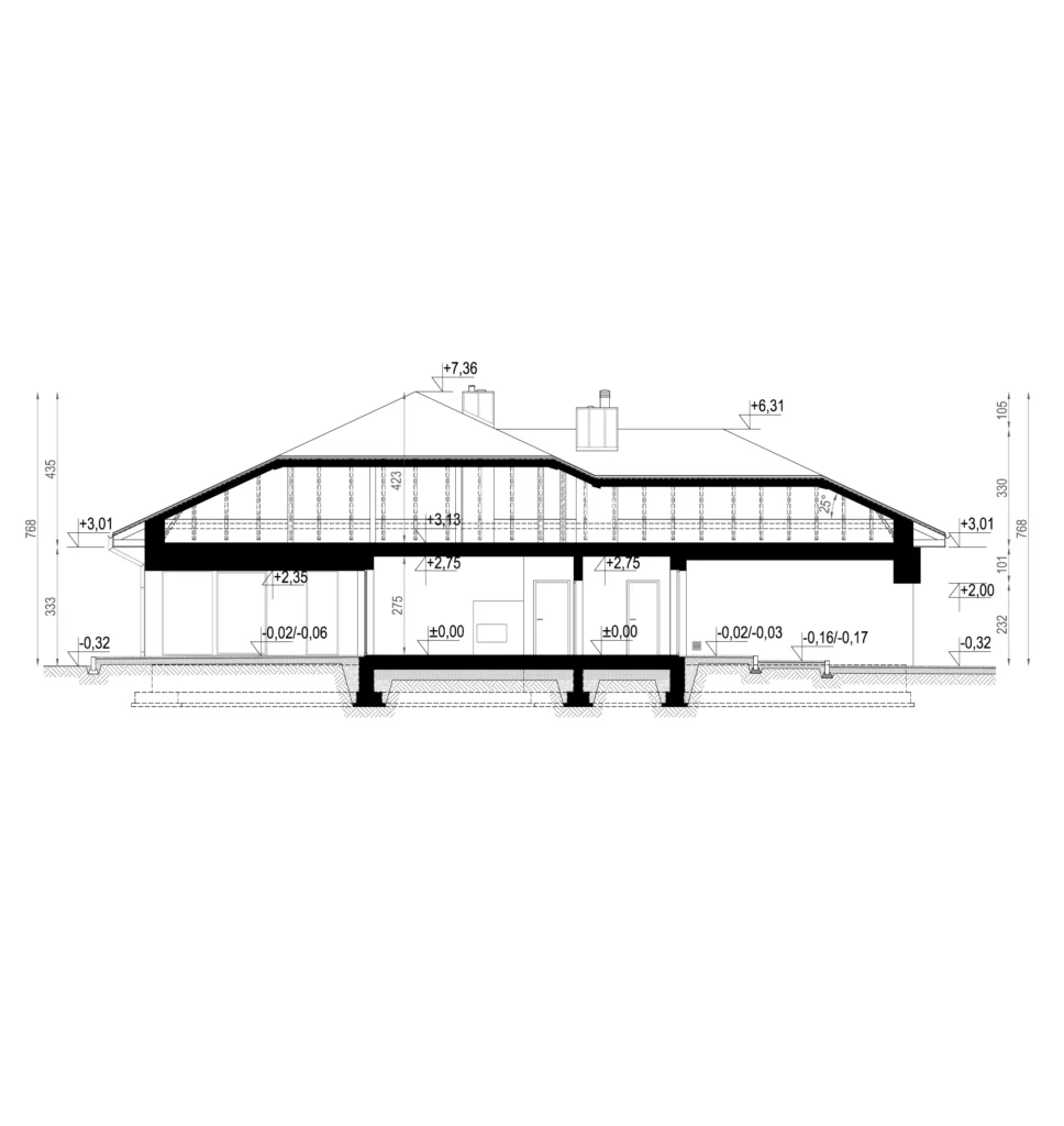 Przekrój pionowy projekt NewHouse 767 w2