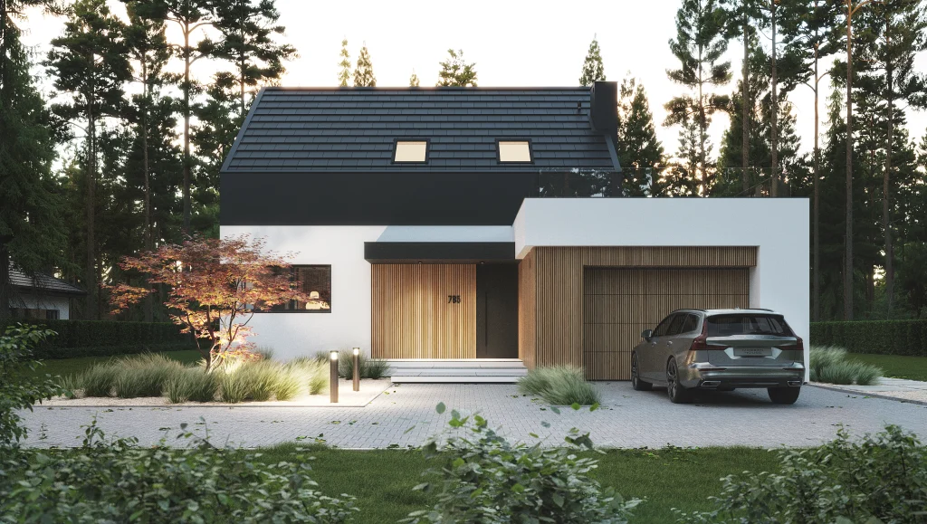 Styropian – co to za materiał, z czego powstaje i jakie ma właściwości? 4 02 Gotowy projekt domu z jednostanowiskowym garazem 4 pokoje salon 120 metrow powierzchni Modern House NewHouse 785